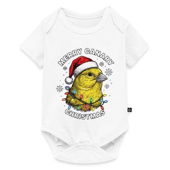 Noël Canari, le Père Noël Oiseau Chapeau de Noël - Body à manches courtes Premium Bébé - blanc - Devant