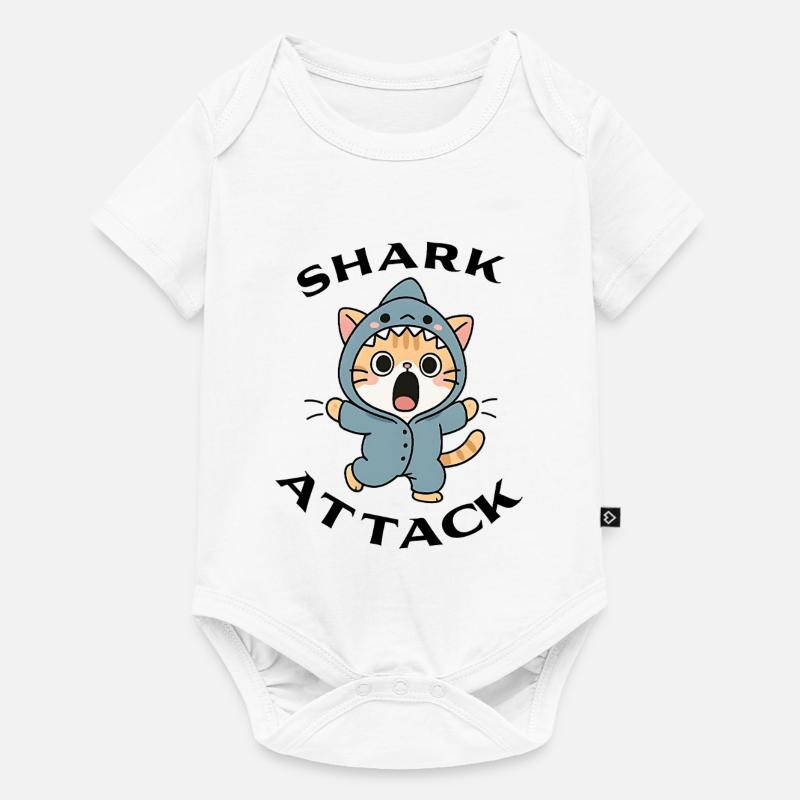Shark Attack - Attaque de requin - Body à manches courtes Premium Bébé - blanc