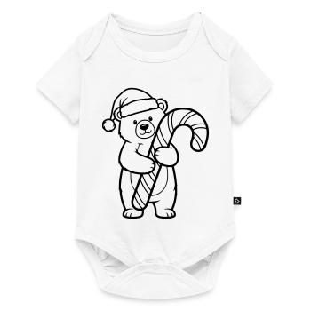 Cute Christmas Bear with Candy Cane - Baby Premium short-sleeve bodysuit - white - Front