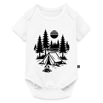 Camping nature sous tente Camping au feu de camp - Body à manches courtes Premium Bébé - blanc - Devant