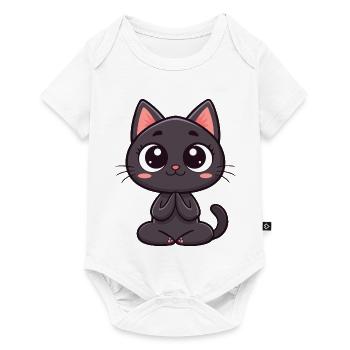 Cute black cat praying - Baby Premium short-sleeve bodysuit - white - Front