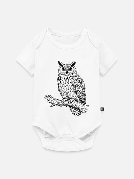 Eule auf Ast - Baby Premium Kurzarmbody - Weiß