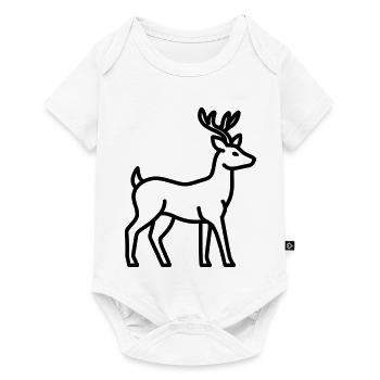 Hirsch - Baby Premium Kurzarmbody - Weiß - Vorne