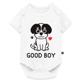 Bon garçon – Motif du chien mignon - Body à manches courtes Premium Bébé - blanc - Devant
