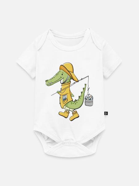 Krokodil Angler im Gelben Mantel - Baby Premium Kurzarmbody - Weiß