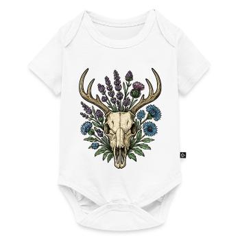 Deer bones with flower wreath - Baby Premium short-sleeve bodysuit - white - Front