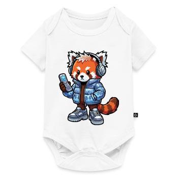 Red Panda with Headphones 90s - Baby Premium short-sleeve bodysuit - white - Front