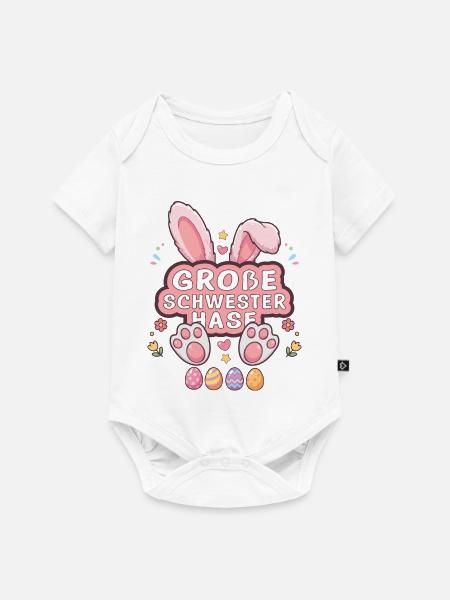 Große Schwester Hase Ostern Design - Baby Premium Kurzarmbody - Weiß
