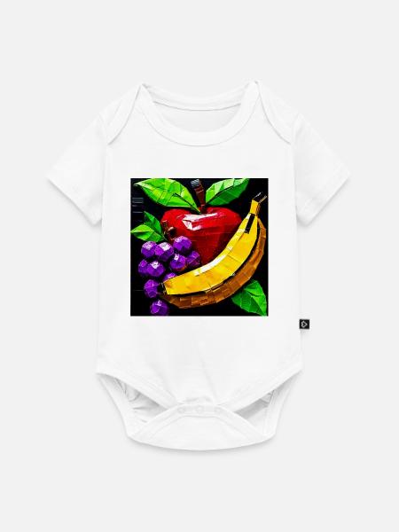 Geometrische Fruchtcollage aus Ductape - Baby Premium Kurzarmbody - Weiß