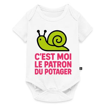 C'est Moi le Patron du Potager : Design Escargot - Body à manches courtes Premium Bébé - blanc - Devant
