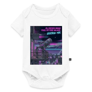 Astronomie Humor Grauer Pixel Galaxie - Baby Premium Kurzarmbody - Weiß - Vorne