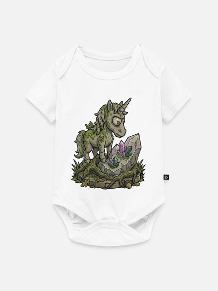 Lustiges Stein-Einhorn-Statuen-Moos-Fantasy-Design - Baby Premium Kurzarmbody - Weiß