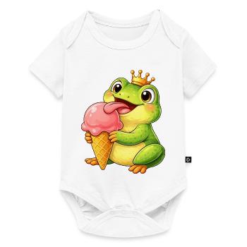 Süßer Frosch mit Eiskrone Sommer Eiscreme Cartoon - Baby Premium short-sleeve bodysuit - white - Front