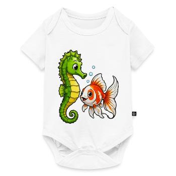Underwater Friends Seahorse Goldfish - Baby Premium short-sleeve bodysuit - white - Front