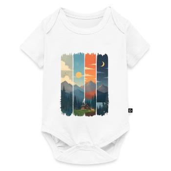 Horizons in four mountain panels - Baby Premium short-sleeve bodysuit - white - Front