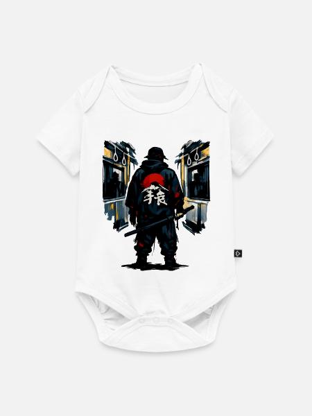 Urban Ninja mit roter Sonne - Baby Premium Kurzarmbody - Weiß