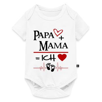 Papa Mama Ich Herz Fuesse Baby Säugling - Baby Premium Kurzarmbody - Weiß - Vorne