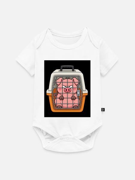 Grimmiges Schwein im Käfig Cartoon - Baby Premium Kurzarmbody - Weiß