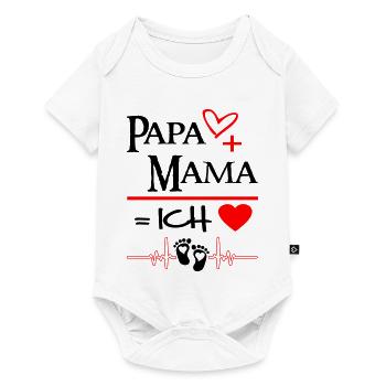 Papa Mama Ich Herz Füße Babysprüche - Baby Premium Kurzarmbody - Weiß - Vorne