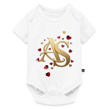 Goldenes AS Monogramm mit Rosen - Baby Premium Kurzarmbody - Weiß - Vorne