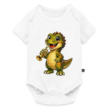 Dino mit Trompete - Baby Premium Kurzarmbody - Weiß - Vorne