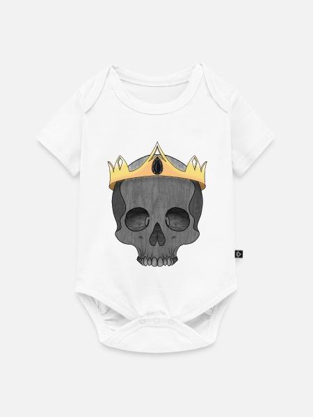 Kronen-Schädel: Königs Gothic-Desig - Baby Premium Kurzarmbody - Weiß