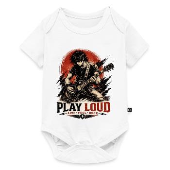Play Loud Gitarren-Motiv - Baby Premium Kurzarmbody - Weiß - Vorne