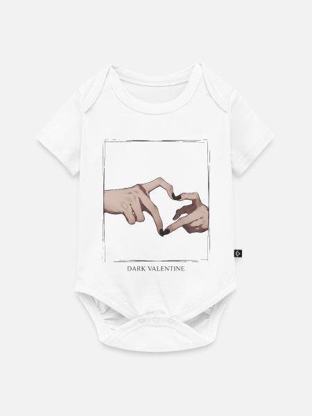 Dunkles Valentinsherz Hände - Baby Premium Kurzarmbody - Weiß