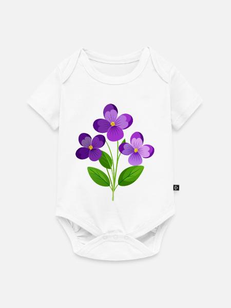 Veilchen blühen - Baby Premium Kurzarmbody - Weiß