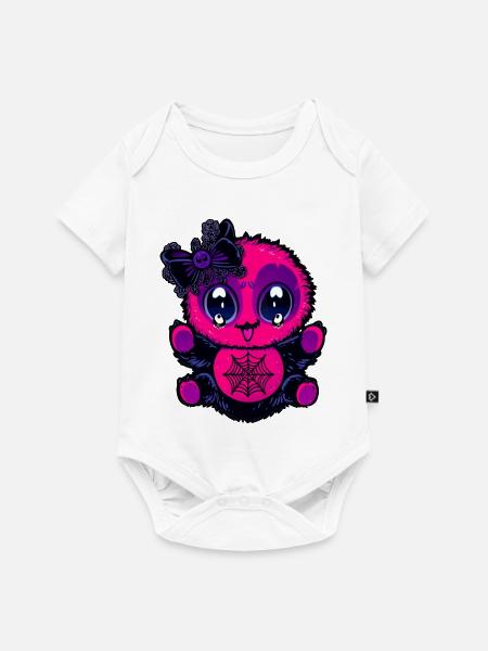 Kawaii Spinnenbaby mit Netz - Baby Premium Kurzarmbody - Weiß