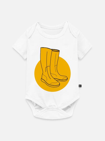 Gelbe Gummistiefel - Baby Premium Kurzarmbody - Weiß