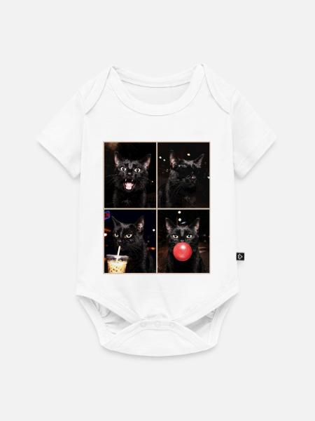 Katzen schwarze Katze - Baby Premium Kurzarmbody - Weiß