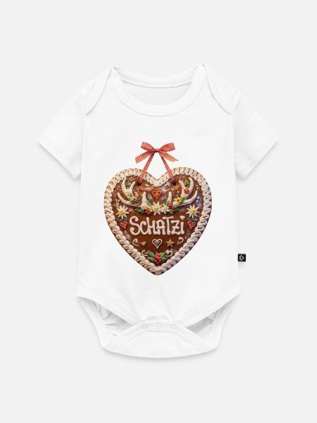 Lebkuchenherz Liebe Schatzi Hirschgeweih - Baby Premium Kurzarmbody - Weiß