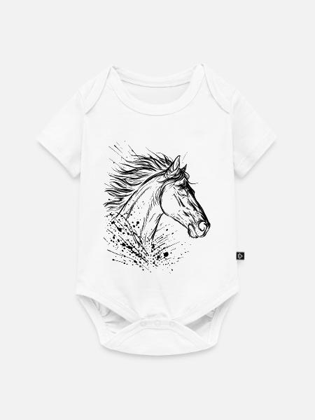 Pferdekopf - Baby Premium Kurzarmbody - Weiß