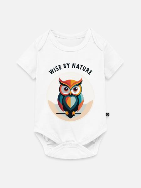 Wise by Nature – Moderne Eule - Baby Premium Kurzarmbody - Weiß