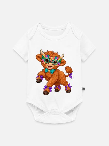 Fluffiges Yak-Maskenfest - Baby Premium Kurzarmbody - Weiß