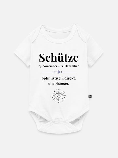 Schütze Sternzeichen - optimistisch & direkt - Baby Premium Kurzarmbody - Weiß