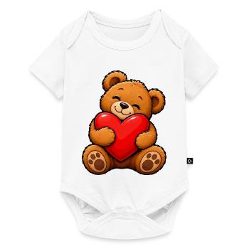 Kuschelbär mit rotem Herz - Baby Premium Kurzarmbody - Weiß - Vorne
