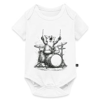 Fuchs spielt Schlagzeug Rock Musik Geschenk - Baby Premium Kurzarmbody - Weiß - Vorne