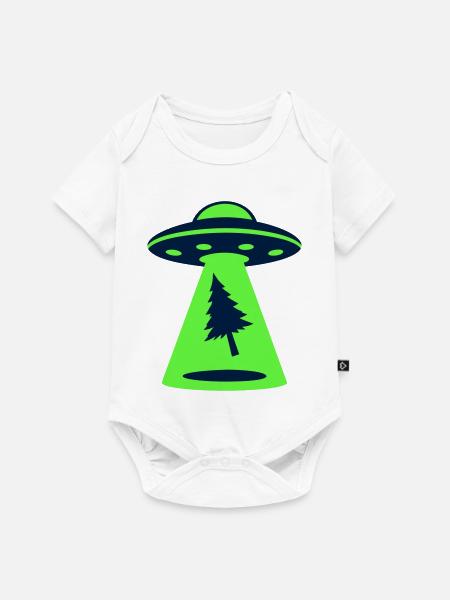 Ufo Entfuehrung Wald Logo - Baby Premium Kurzarmbody - Weiß