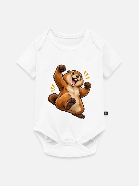Cartoon springendes Eichhörnchen - Baby Premium Kurzarmbody - Weiß