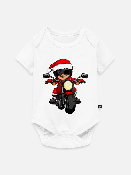 Motorradfahrer Weihnachten - Baby Premium Kurzarmbody - Weiß