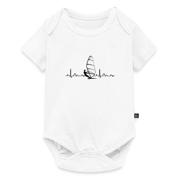 Heartbeat windsurfing surfing surfboard water sports - Baby Premium short-sleeve bodysuit - white - Front
