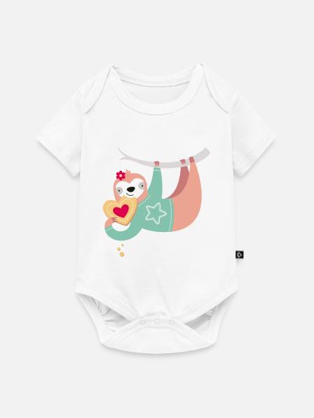 SLOTH LOVES COOKIES - Baby Premium Kurzarmbody - Weiß
