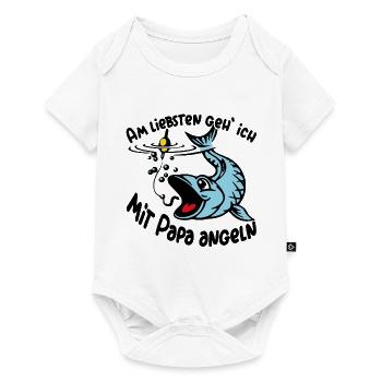 Angeln mit Papa ist das größte Glück - Baby Premium Kurzarmbody - Weiß - Vorne