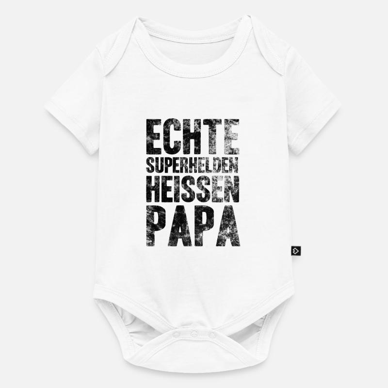 Echte Superhelden heißen Papa Geschenk Vatertag - Baby Premium Kurzarmbody - Weiß