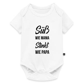 Süß wie Mama, Stinkt wie Papa Baby Geschenk - Baby Premium Kurzarmbody - Weiß - Vorne