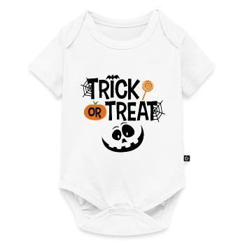 Trick or treat Halloween visage citrouille - Body à manches courtes Premium Bébé - blanc - Devant