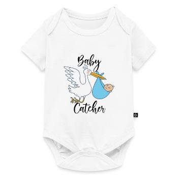 Cigogne sage-femme | Cadeau de profession d'accoucheuse - Body à manches courtes Premium Bébé - blanc - Devant