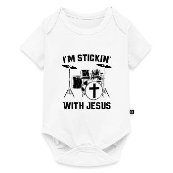 Tambours jésus | Idée cadeau musique batteur - Body à manches courtes Premium Bébé - blanc - Devant